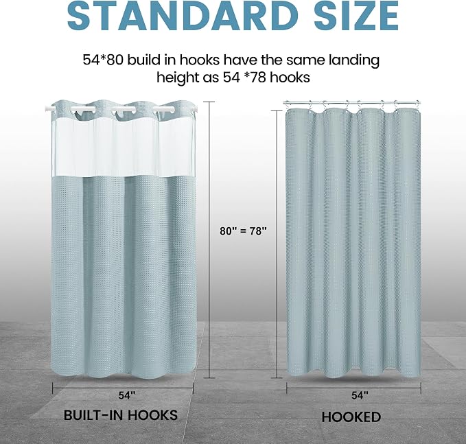 Fog Blue Stall No Hook Shower Curtain - Image 7