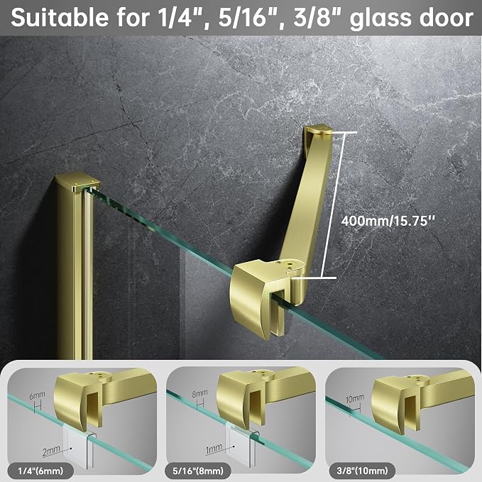 Frameless Shower Door Support Bar, Stainless Steel Wall-to-Glass Support Arm to - Image 5