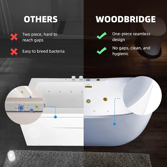 WOODBRIDGE 72" x 35-3/8" Whirlpool and Air Bath Heated Soaking Combination Tub - Image 20
