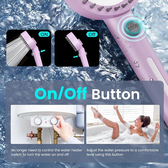 Filtered Shower Head with Handheld, High Pressure 4 Spray Mode Showerhead with - Image 6