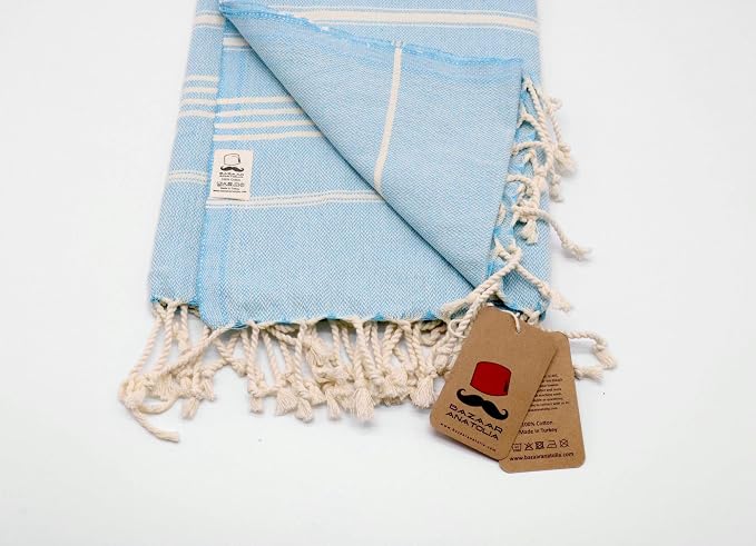 Bazaar Anatolia Slim Line Turkish Towel 100% Cotton Peshtemal Beach Towel 76x38 - Image 4