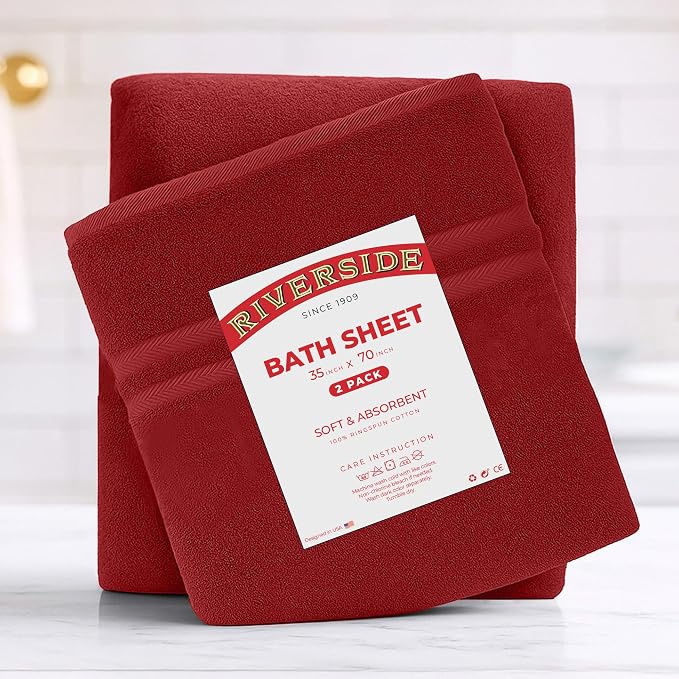 RIVERSIDE Pack of 2 Extra Large Bath Sheets 35 x 70 Inches - Image 7