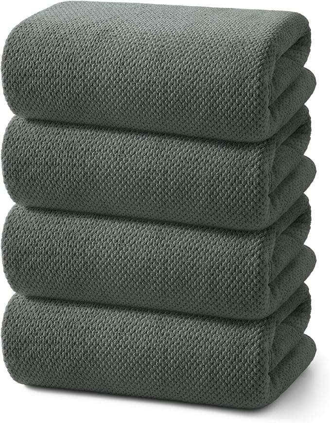 REDKISS 4 Pack Premium Bath Towels, Plush Coral Fleece Towels by REDKISSOnline