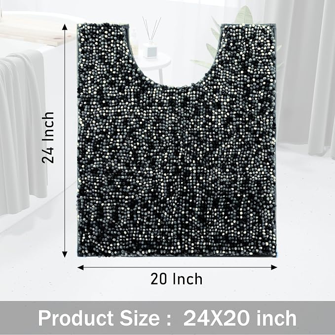 Yimobra Luxury Chenille U-Shaped Toilet Rug, Super Soft Shaggy Contour Bath Mat - Image 2