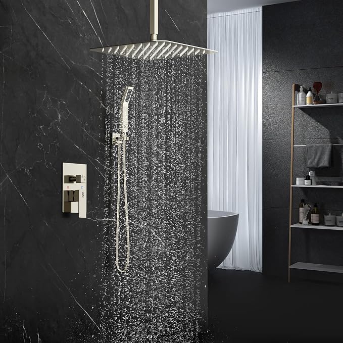 SR SUN RISE 16 Inches Brushed Nickel Shower System Bathroom Luxury Rain Mixer - Image 6