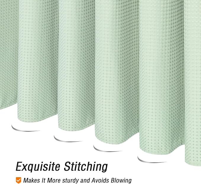 Gibelle Extra Long Shower Curtain 72 x 84, Tall Waffle Weave Textured Fabric - Image 5