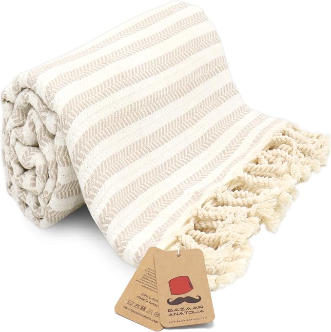 Bazaar Anatolia Turkish Bath Towel – 100% Cotton, Quick Dry Boho Farmhouse Decor by BazaarAnatolia