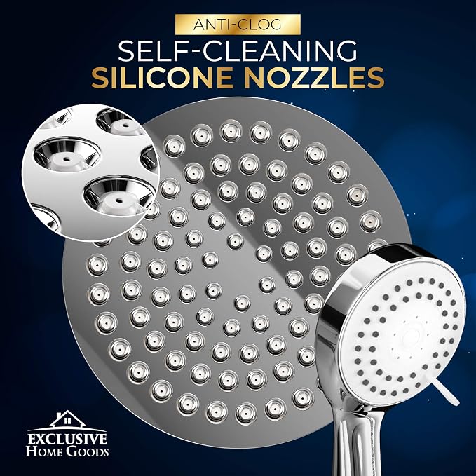 Shower Head With Handheld Combo, 6 Inch High Pressure Rainfall Showerhead With - Image 3
