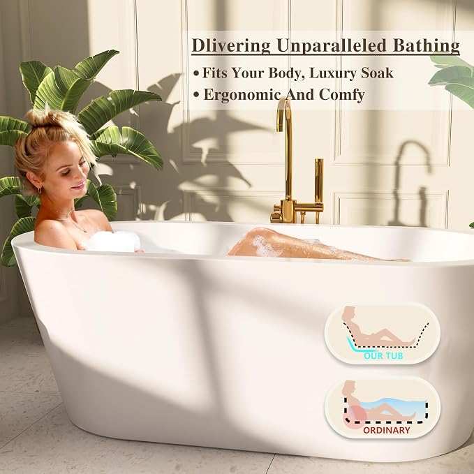 61" Freestanding Bathtubs, Acrylic Soaking Tubs - Image 3