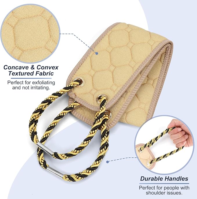 Exfoliating Back Scrubber with Handles, 38.5 Inch Double-Sided Back Exfoliator - Image 5