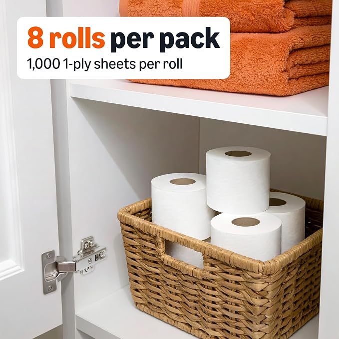 Amazon Basics 1000 Sheet 1-Ply Bath Tissue, 8 Rolls - Image 3