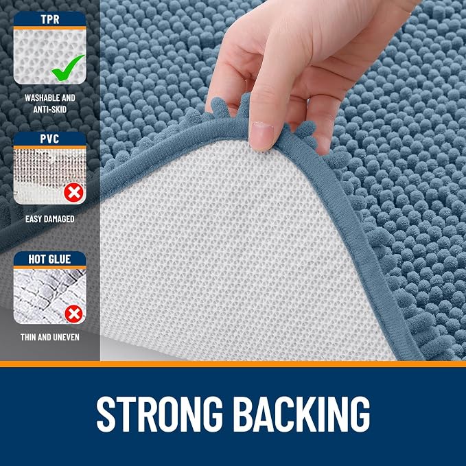 OLANLY Bathroom Rugs Sets 2 Piece, Soft Absorbent Chenille Bath Mats and - Image 5