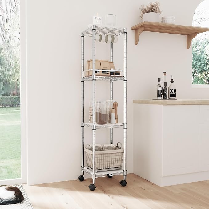 IZEUK 4 Tier Steel Storage Shelves, Adjustable Wire Shelving Unit - Image 2