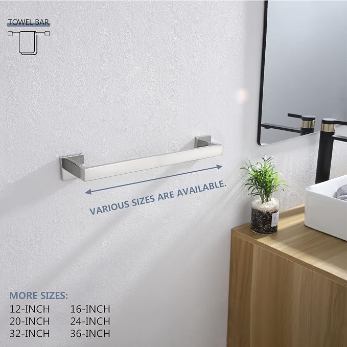 KOKOSIRI 16-Inch Single Towel Bar, Bathroom Kitchen Towel Holder, Wall Mounted - Image 8