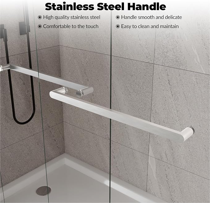 44-48" W x 72" H Sliding Shower Door, Aluminum Alloy Frame, Dual 8mm Tempered - Image 7