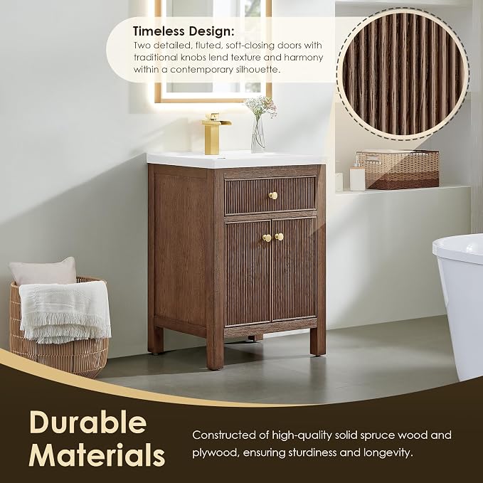 ALTAIR 24 Inch Vanity Bathroom Small Sink Vanities Single Bath Large Storge - Image 3
