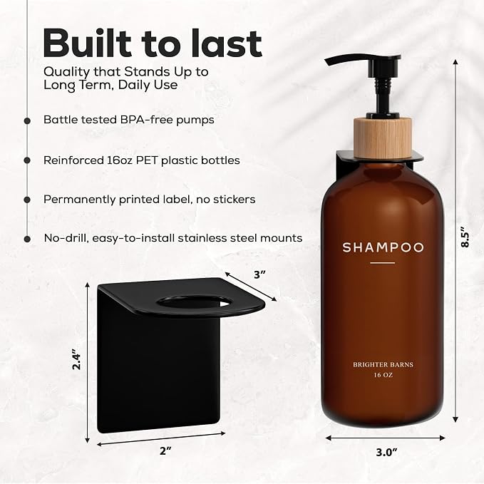 Amber Shampoo and Conditioner Dispenser Set Wall Mounted by Brighter Barns - Image 3