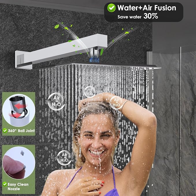 Enga Rain Shower System with Body Jets, 12 Inch Powerful Full Body Shower - Image 3