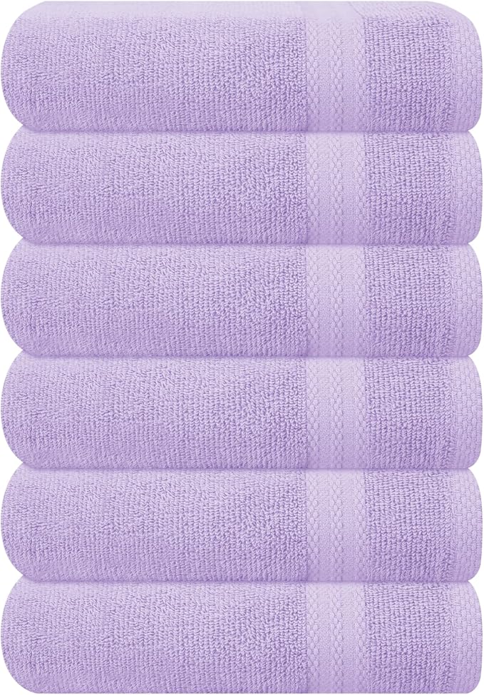 GLAMBURG Ultra Soft 6-Piece Hand Towel Set 16x28-100% Ringspun Cotton by GLAMBURG