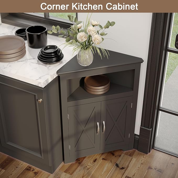 ChooChoo Corner Storage Cabinet, Small Corner Cabinet - Image 6