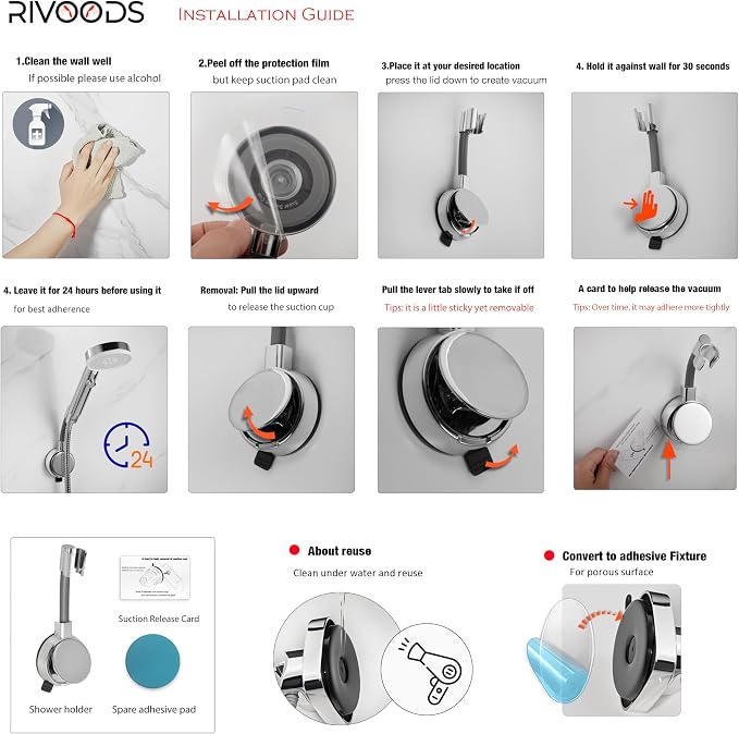 Suction Cup Handheld Shower Head Holder - Image 6