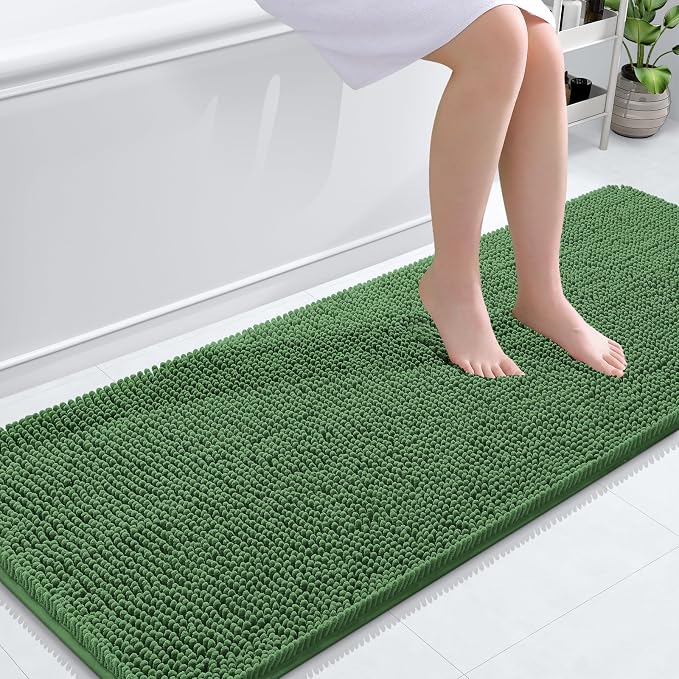 OLANLY Bathroom Rugs 59x24, Extra Soft Absorbent Chenille Bath Rugs, Rubber by OLANLY