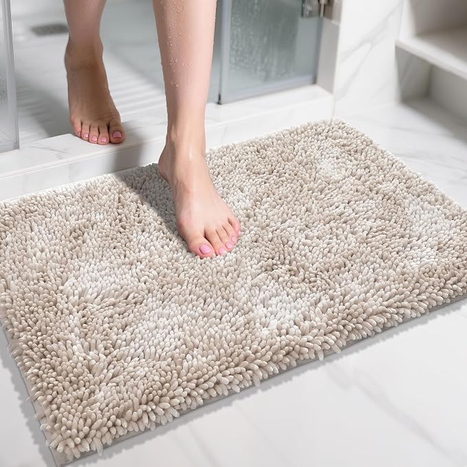Yimobra Chenille Bathroom Rugs Non Slip, Extra Thick Soft Absorbent Bath Rug by Yimobra