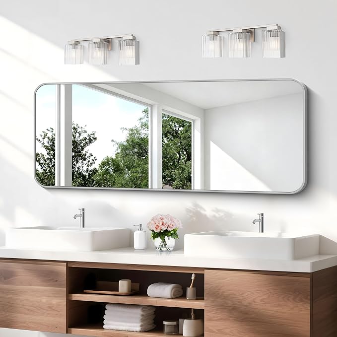 BONEWEI Silver Bathroom Mirror, 24x60 inch Wall Mirror - Image 5