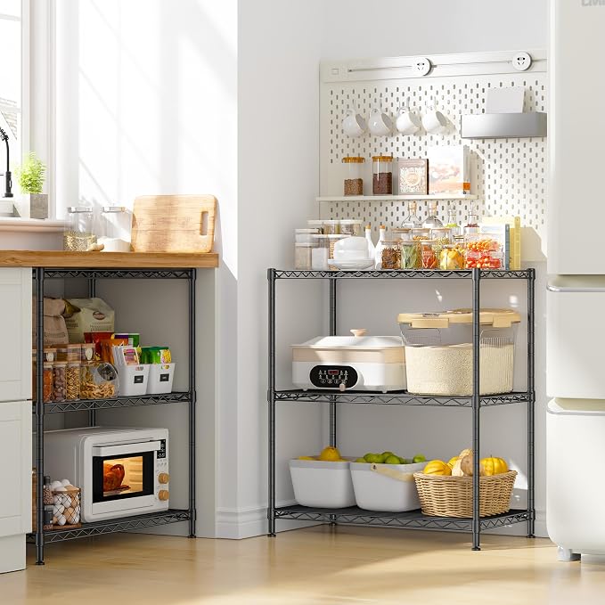 3 Tier Storage Shelves Metal Shelving Unit, Adjustable Wire Rack Pantry Kitchen - Image 9