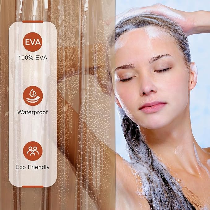 AmazerBath Shower Curtain Liner, 100% EVA Soft Clear Amber Heavy Duty Shower - Image 5