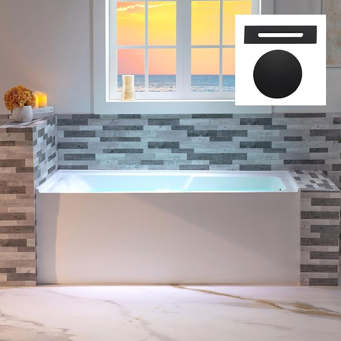 WOODBRIDGE 60" Acrylic Rectangular Alcove Soaking Bathtub in White by WOODBRIDGE