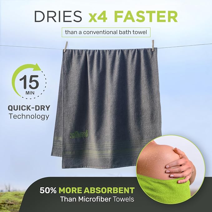 Zumi 100% Cotton Quick Dry Large Travel Towel - Image 5