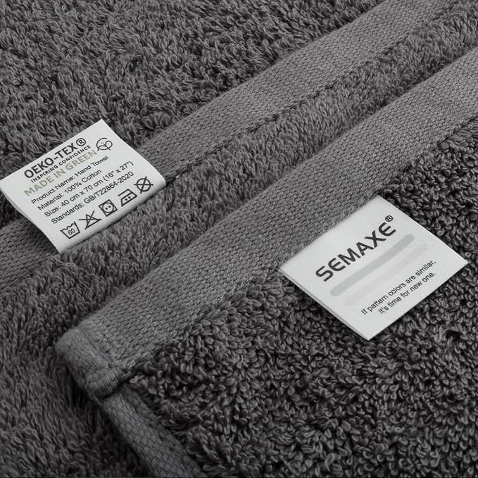 SEMAXE Bathroom Towel Set, 8-Piece Gray Cotton Towels - Image 8