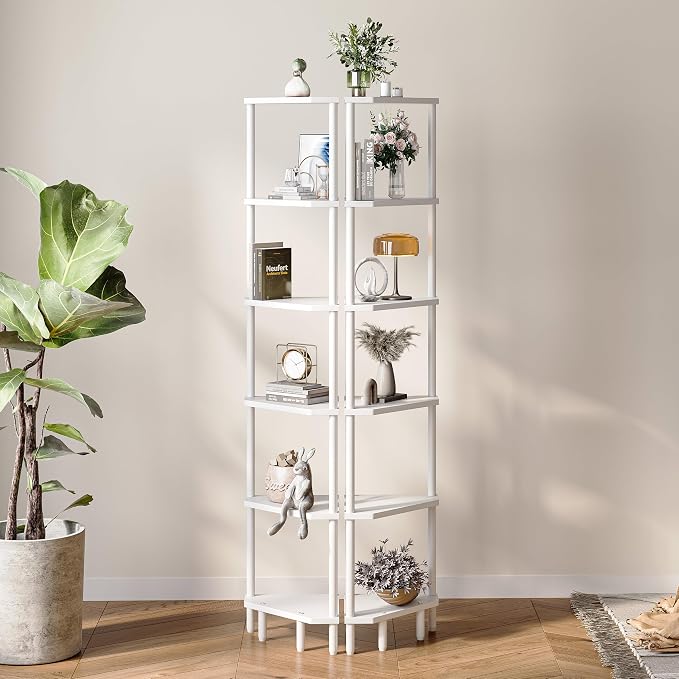 6 Tier Corner Shelf, 66.5'' Tall Standing Shelf, Narrow Display Shelf Stand - Image 6