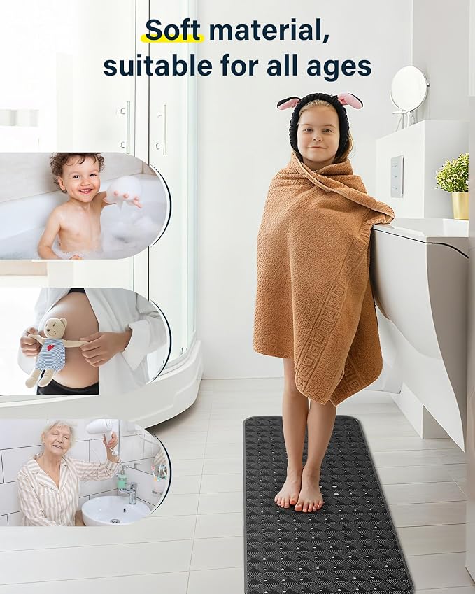 Non Slip Bathtub Mat for Tub & Shower, Machine Washable 40"x16" Anti Slip Bath - Image 4