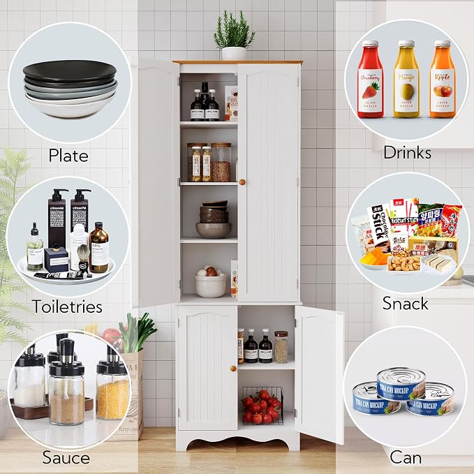 Yusong 72'' Tall Kitchen Pantry Cabinet, Freestanding Storage Cabinet - Image 8