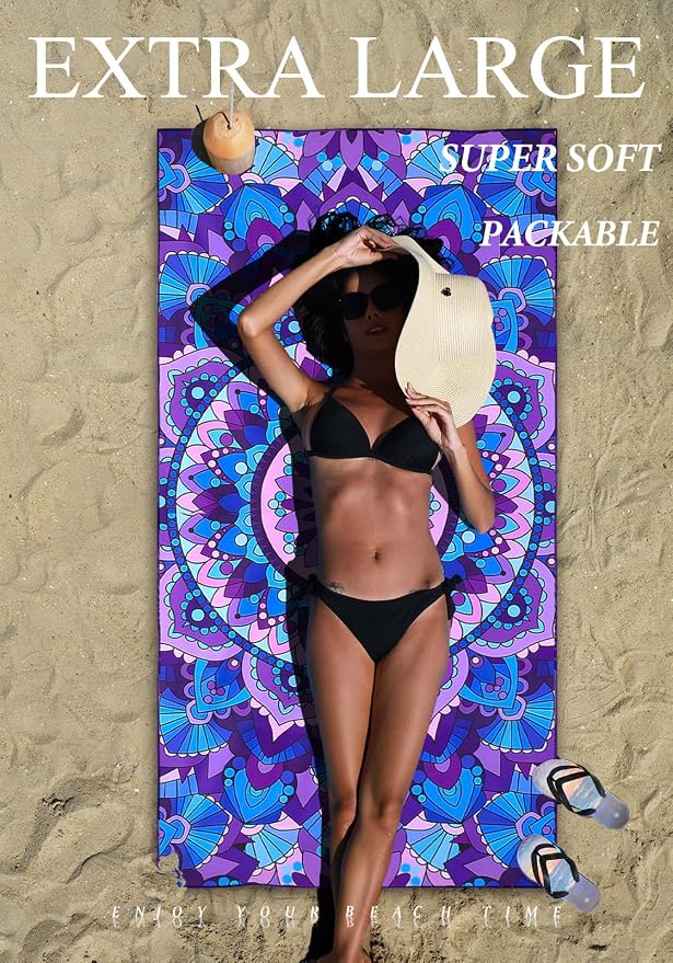 6 Pack Microfiber Lightweight Thin Beach Towel Sand Free Quick Dry Super - Image 3
