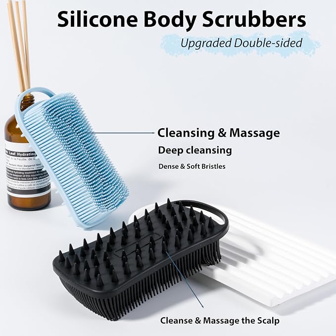 2 PC Silicone Body Scrubber, 2 in 1 Exfoliating Shower Bath Scrubber, Soft - Image 2