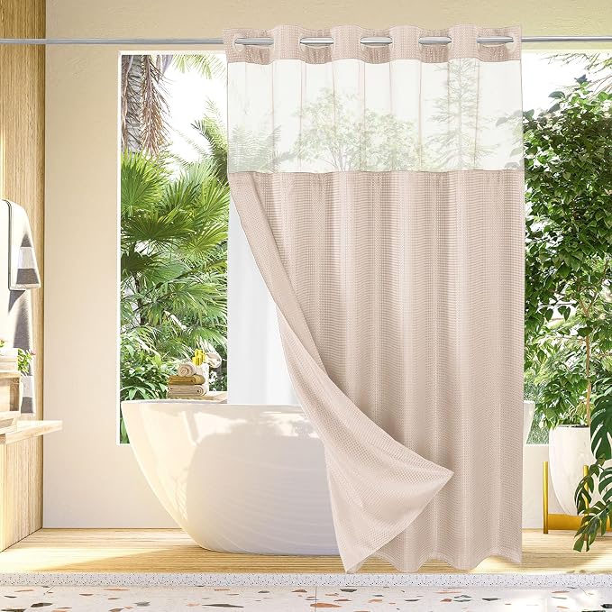 Gibelle No Hook Waffle Weave Shower Curtain by Gibelle