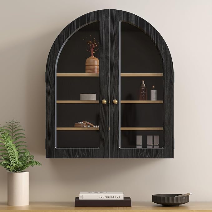 Large Arched Bathroom Wall Cabinet Modern Wooden Display Cabinet - Image 7