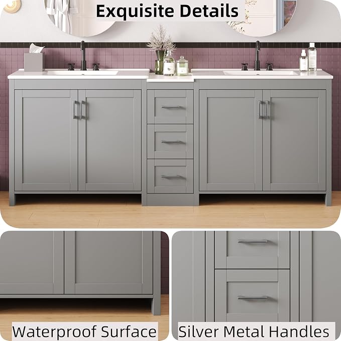 84" Double-Sink Bathroom Vanity - Image 4