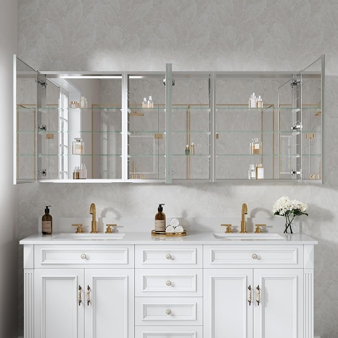 WELLFOR 72" x 30" Rectangle Medicine Cabinet Mirror, Surface Mount or Recessed - Image 13