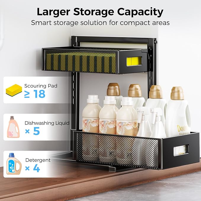 Under Sink Organizer 2 Tier, Adjustable Height Under Sink Organizers and Storage - Image 7