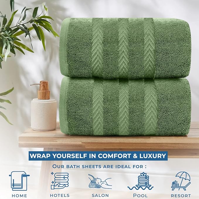 DAN RIVER 2 Pack Luxury Bath Sheets 35x70, 600 GSM, Soft & Quick Dry 100% Ring - Image 6