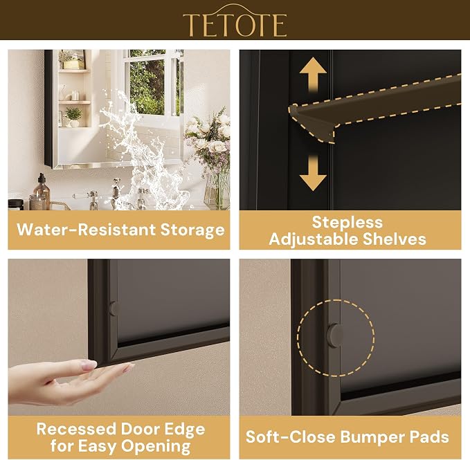 TETOTE 36 x 32 Mirrored Medicine Cabinets - Image 7