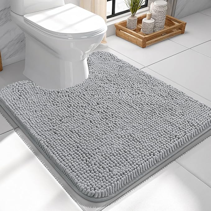 OLANLY Toilet Rugs U-Shaped 24x24, Extra Soft Absorbent Chenille Contour by OLANLY