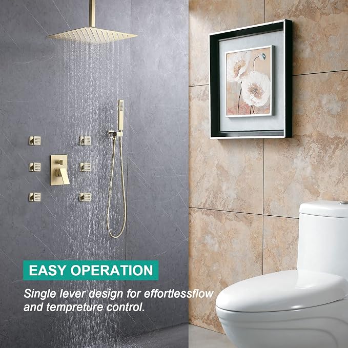 Rain Shower System, 16 Inch Ceiling Mounted Shower Faucet, Shower Combo Set - Image 2