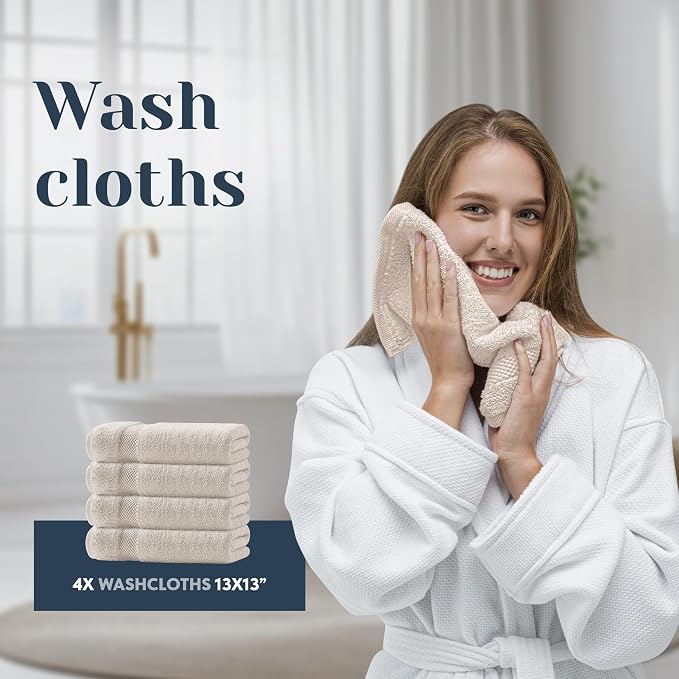 White Classic Luxury Bath Towel Set of 8 Pieces - Image 7