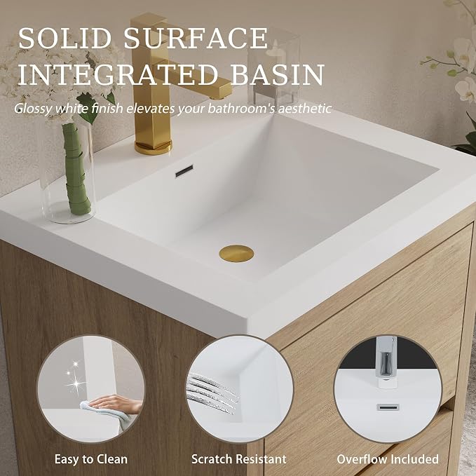 Modern 24" Wall-Mounted Bathroom Vanity - Image 4