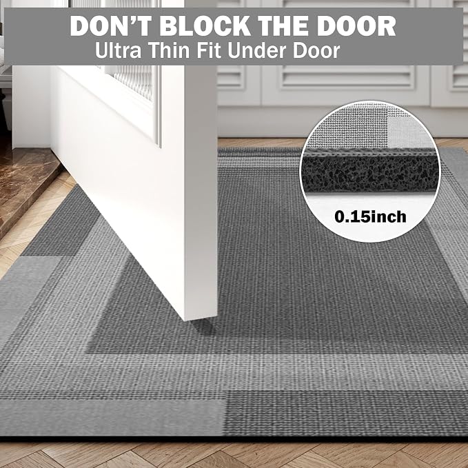 Non Slip Bath Mat, Rubber Backing Ultra Thin Bathroom Rugs Fit Under Door Quick - Image 3